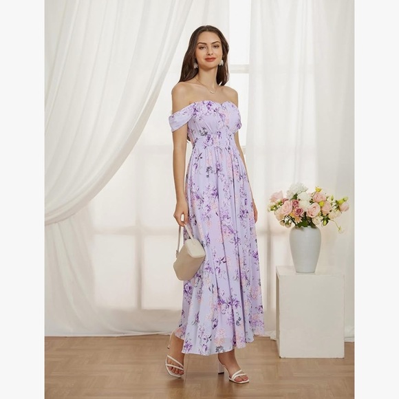 NWT. GRACE KARIN Women's Summer Solid Purple Pattern Dress Maxi Dress. Medium. - Picture 3 of 6